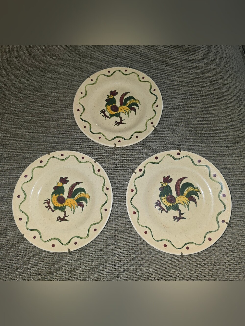 California Provincial PoppyTrail LOT of 3 Decorative Plates Rooster w/ Hangers